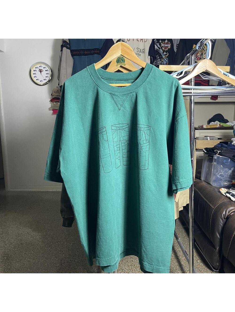 Green Vintage 90s Russell Skate Jeans Shirt